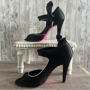Betsey Johnson Rally Black Satin Stiletto Heels